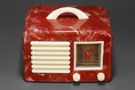 Striking Red Swirled General Television 5A5 Radio